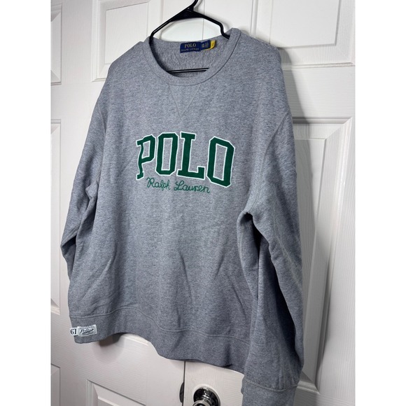 Polo‎ Ralph Lauren Mens Gray Crewneck Sweatshirt Spellout Logo Athletic XXL - Picture 7 of 9